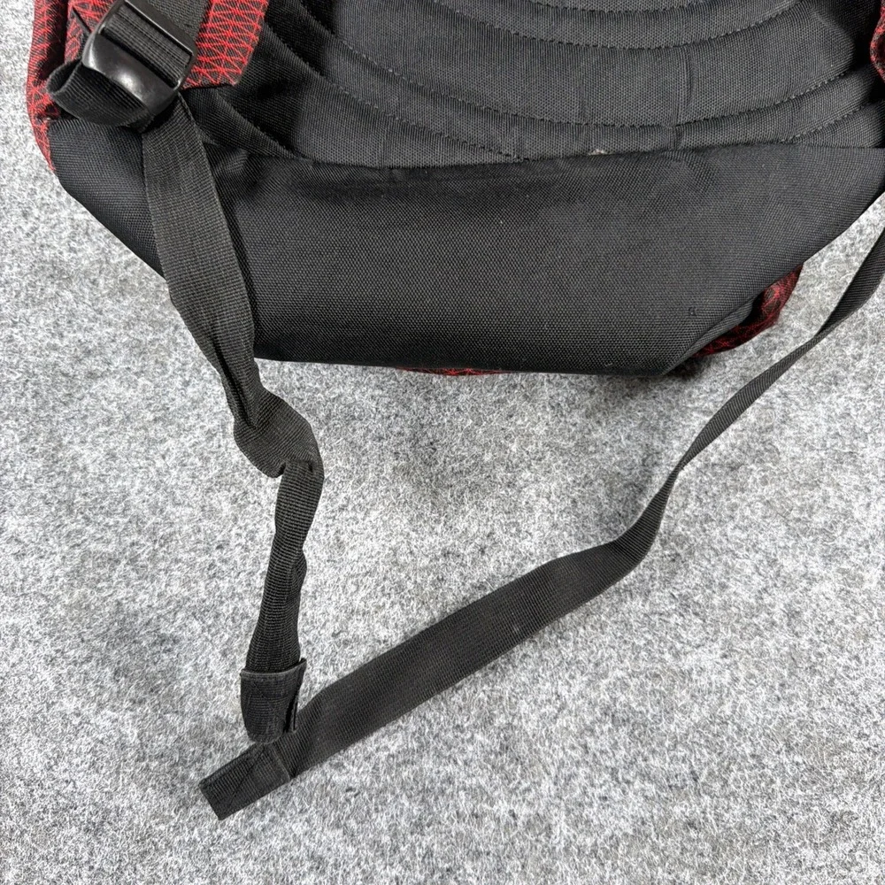 VOLCOM Stone Logo Backpack Red Black Geometric Crosshatch Grid Skate School Bag